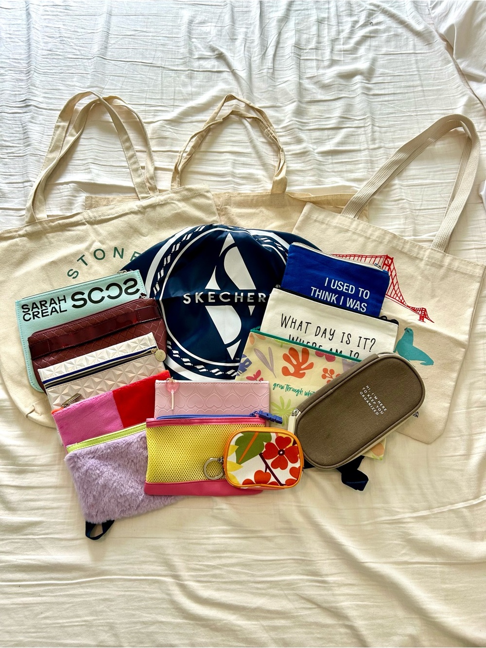 Assorted Totes & Colorful Pouches
